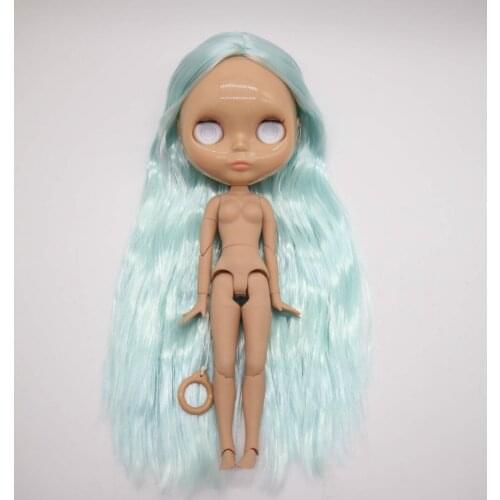 Without eyes chips joint body Nude blyth doll for DIY blue hair tan skin