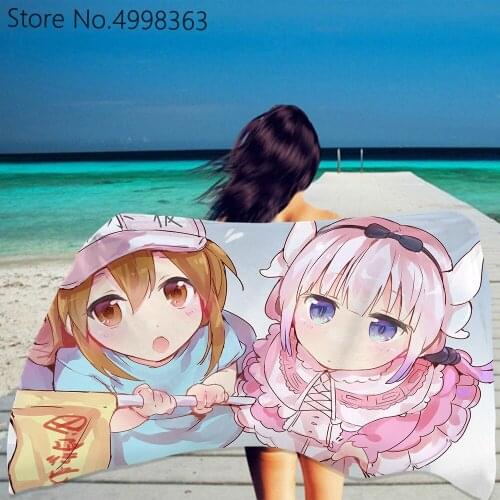Miss Kobayashis Dragon Maid Summer Beach Towel Rectangle Shower Towel Custom Size Bath Towel Cute Girl Sexy Face Swimming Towel