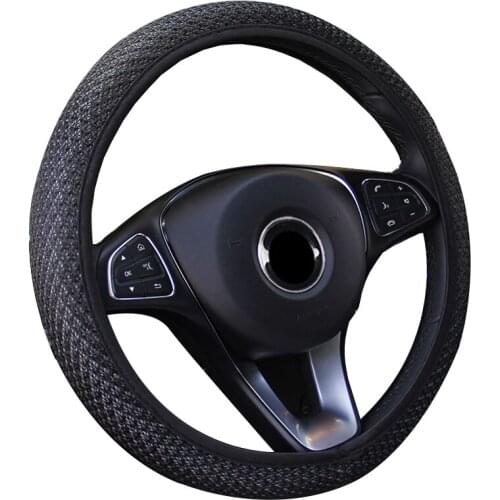 Summer Ice Silk Can Tighten the Car Steering Wheel Cover Without Inner Ring Wrap Fit For 37-38CM/14.5"-15" Breathable Case Braid