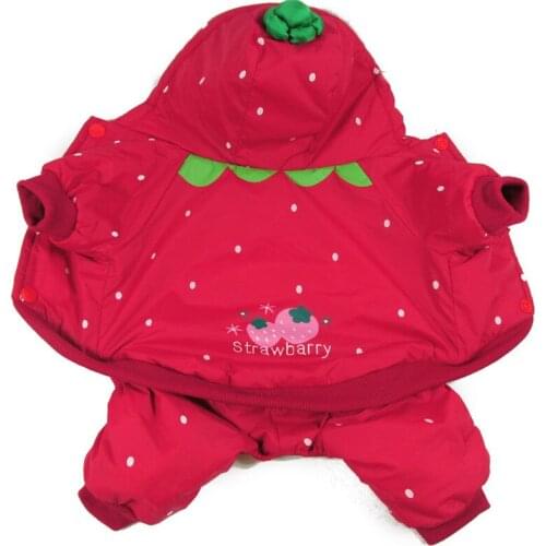 Sweet Festival X-mas Dog Clothes Warm Pet Jumper Jumpsuit Strawberry Puppy Coat Jacket Winter Overcoat Outerwear For Small Dog