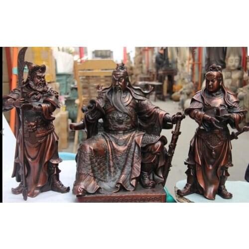 Bronze Copper Three Kingdoms Guan Ping Zhou Cang Guan Gong Guan Yu warrior Set