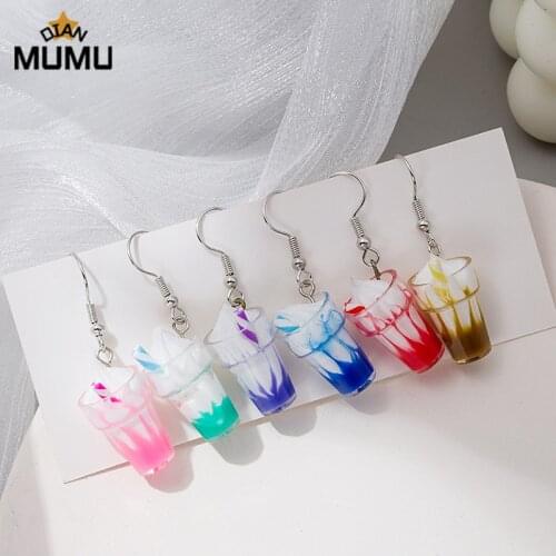 2021 New Japan and South Korea Colorful Ice Cream Cup Sundae Earrings Funny Milk Tea Cute Sweet Handmade Earrings