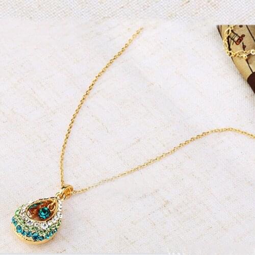 New crystal pendant necklace hollow color water drop water Pendant Necklace