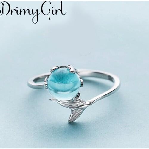 New Boho Vintage Large Crystal Mermaid Tail Fish Rings For Women Men Charm Male Retro Gothic Jewelry Drop Shipping 2021