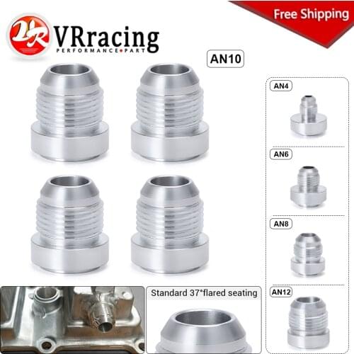 4 Pieces Top Quality Aluminum AN4 6 8 10 12 AN Straight Male Weld Fitting Adapter Weld Bung Nitrous Hose Fitting Silver