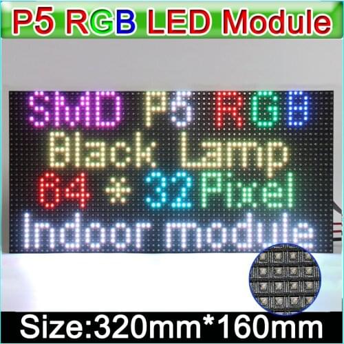 P5 full color led module, rgb hd pixel 1/16 scan 320*160mm 64*32 pixel smd 3 in 1, p5 led tile rgb display led board