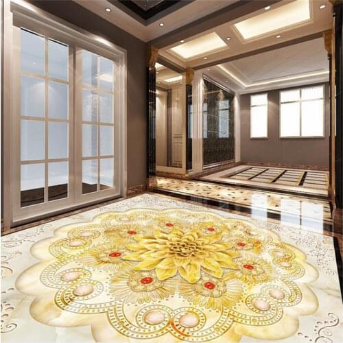 3d floor custom 3d wallpaper living room Asian jewelry flower marble murals 3d floor painting wallpaper self adhesive floor