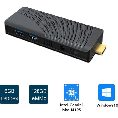 T6 PRO Windows 10 Intel Celeron J4125 Mini Pc Stick LPDDR4 6GB 128GB 1000M LAN Bluetooth 4K Mini Office Computer