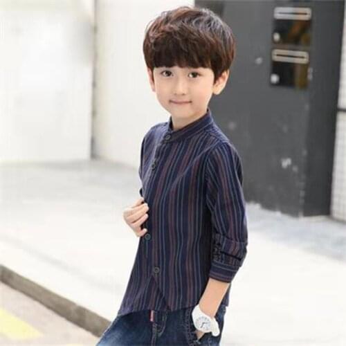 Kids Boys Shirts 2019 Autumn Long Sleeve Striped Todder Boy Shirts For Boys Cotton Fashion Handsome Baby Boy Tops Children 4-13
