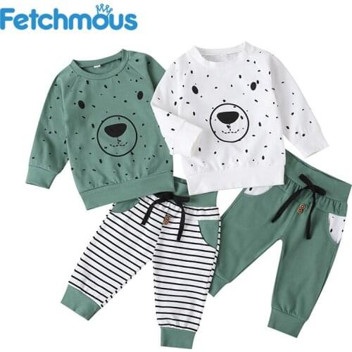 Cartoon Bear Baby Boy Clothes Set Sweater+Pants 2Pcs Twins Clothing Toddler Girl Outfit Kids Spring Fall Sets Bebes Suit