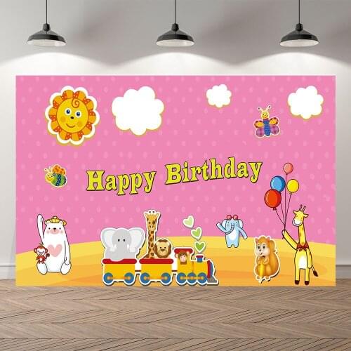 Seekpro boy cartoon animals happy Birthday party banner children Backdrops Photo studio Backgrounds for Photography photocall