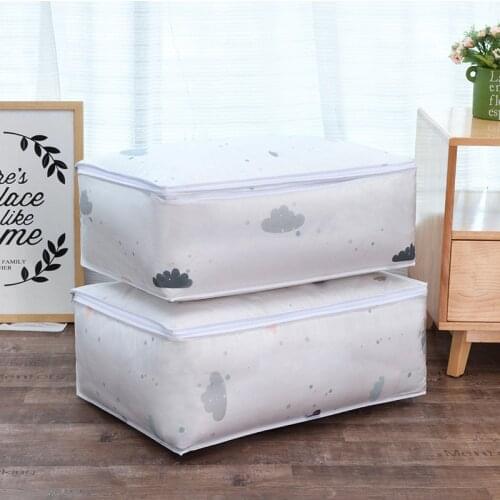 Foldable Storage Bag Print Clothes Blanket Quilt Organizer Stroage Bag Clould Transparent Travel Luggage Organizer Bag