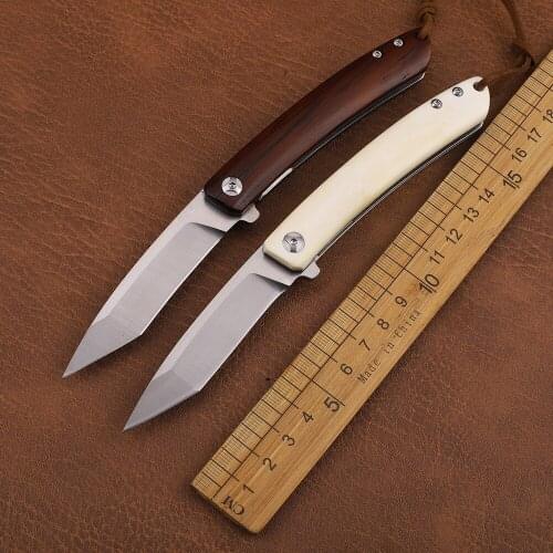 Folding 14C28N Blade Cattle Bone Rosewood Wood Handle Camping Hunting Outdoor Fishing Pocket Fruit Knife EDCTool