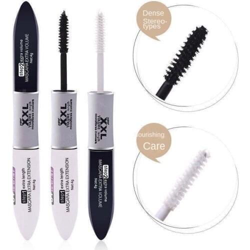 2 IN 1 4D Silk Fiber Lash Mascara Black Mascara Waterproof Silk Fiber Volume Double Lengthening Curling Eye Mascara de cilios