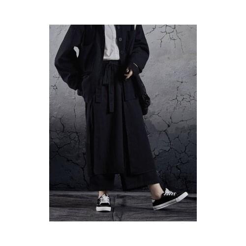 Spring Dark Department Design Sense nine-point Pants Retro Black leggings couples loose skirt pants