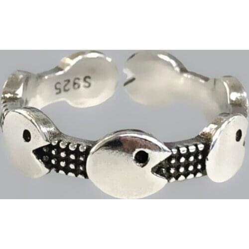 Korean Fashion Free Shiping Valentine Gift Rings For Women Greedy Fish Vintage Retro Open Goth Girls Jewelry