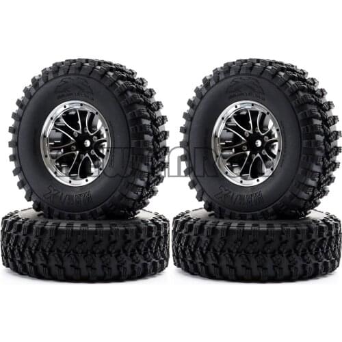1.9" 4Pcs Metal Wheel Rims & 96mm 100mm 106mm 108mm 110mm 120mm Rubber Tires For RC 1/10 Rock Crawler Car Axial Tamiya D110 TRX4
