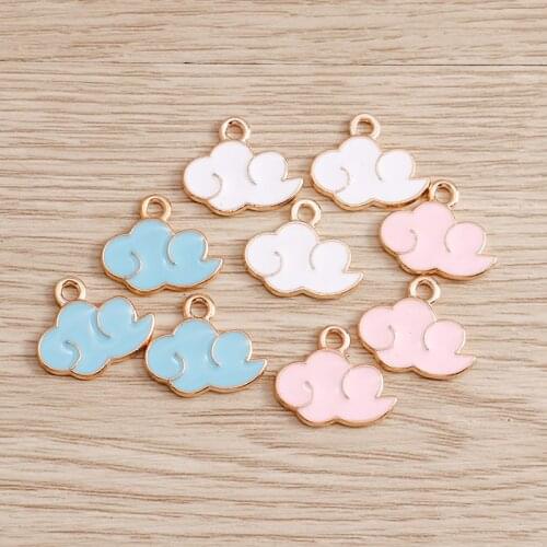 10pcs/lot 14*17mm 3 Color Enamel Cloud Charms for Jewelry Findings Making DIY Nature Charms Pendants Necklaces Earrings Crafting