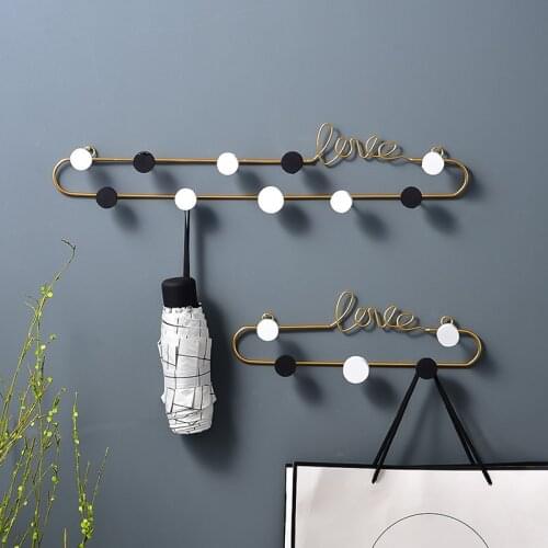 2pcs European style Iron love letter wall hooks decoration living room wall key holder bedroom metal coat hook wall hangers