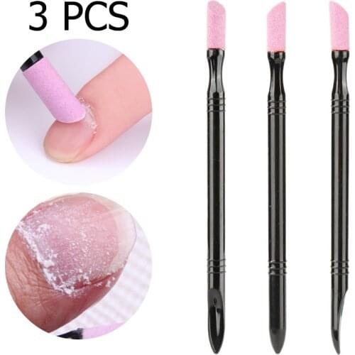 3pc Professional Salon Nail Grinding Rods Double-end Non-Slip Quartz Nail Cuticle Remover Peeling Polishing Stick Nail Art Tools
