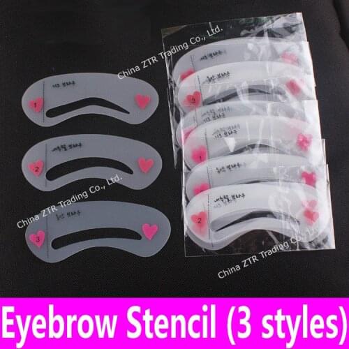 3pcs Reusable Eyebrow Stencil Set Template Eyebrows Enhancer Drawing Guide Card Brow Tinted Color DIY Makeup Tools 3 styles 1set