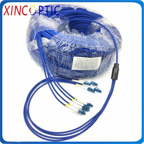 4Core SM G652D 4.0mm LC/UPC-LC/ST/FC/SCUPC 200M Single Mode 4Fibers Blue PVC Jacket 4F Armored Fiber Optic Patch Cord