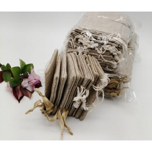500pcs Silk Ribbon/Cotton Jewelry Packaging Bag Sack Jute Jewelry Packaging Display Bags Sachet Gift Bag Storage Drawstring Bags