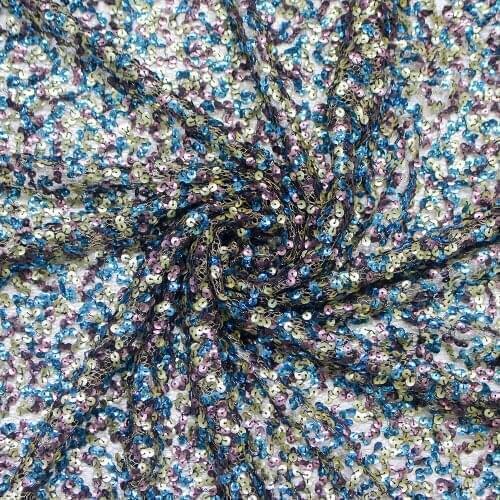 African classic dark color sequined lace embroidery fabrics