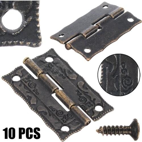 10Pcs 35*28mm Antique Brass Hinges Mini Vintage Brass Hinges For Wooden Furniture And Jewelry Gift Box Part Accessories