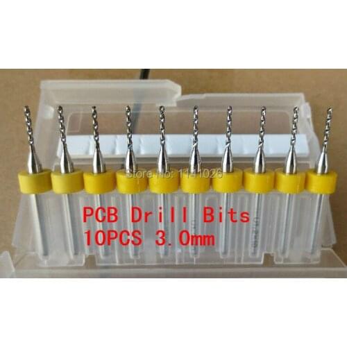 Free shipping 10pcs 3mm PCB mini drill Bit tungsten steel carbide for print circuit board cnc drill Bits Machine