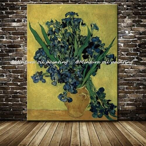 Free Shipping Hand Painted Purple Iris Reproduction Oil Painting On Canvas Vincent van Gogh Oil Paintings Modern Home Decoration