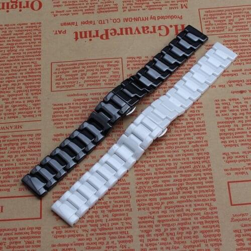 Ceramic Watchbands new Strap for Samsung Galaxy Watch 3 Band 41mm/45mm/Active 2 1 40mm/44mm/42mm/46mm Bracelet Black/White Belt