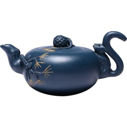 Azure Clay Squirrel Grape Pot Purple Yixing Handmade Teapot Zisha Kung-Fu Tea Chinese Teaware Drinkware For Green Black Tea