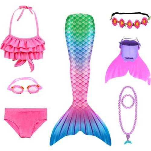 2020 New Childrens Swimwear Three Piece Mermaid Tail Costume Swimsuit For Girls Summer Bikini Set Kids Swimsuit Lovely Swimwear