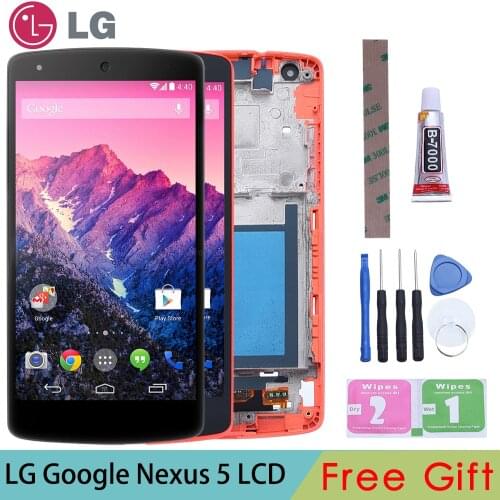 Original For LG Google Nexus 5 display D820 D821 LCD Display Touch Screen Digitizer with Frame Full Assembly Replacement parts