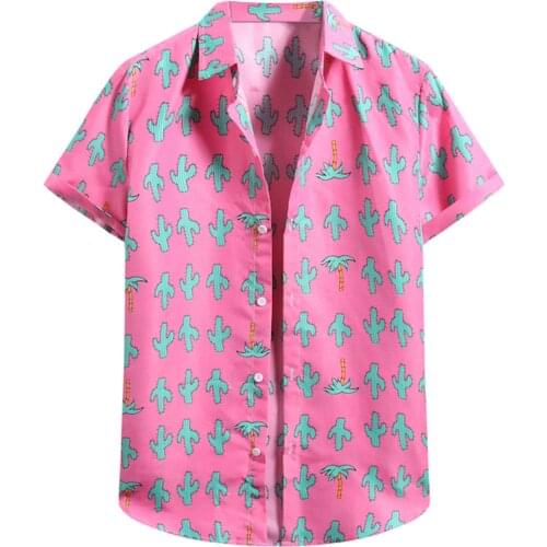 Mens Shirt Cardigan Short Sleeve Hawaiian Beach Flower Shirt Mens Turtleneck Shirt Summer Beach Blouse tops male shirts 2021