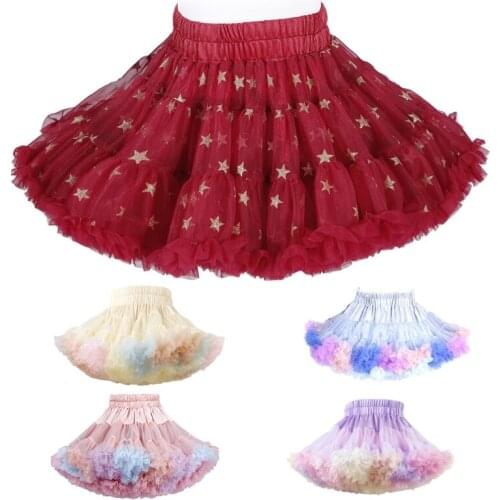 Null Kids Baby Girls AB Reversible Tutu Skirt Rainbow Colorful Mesh Tulle Layered Puffy Fluffy Petticoat Princess Short Ballet