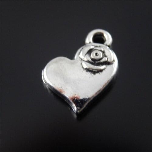 Graceangie 10pcs Mini 11mm Jewelry Making Charms Retro Metal Heart Pendant Handmade Hanging Craft AU01271