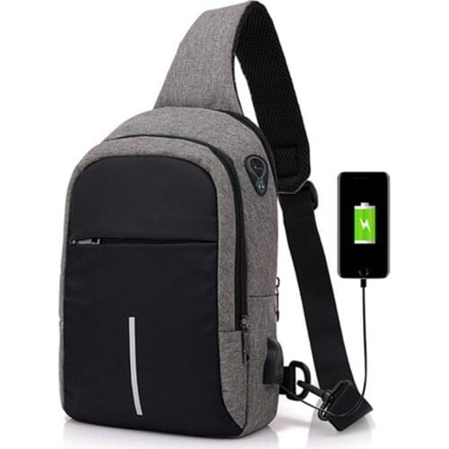 KAUKKO USB Sling Bag for Men Women Chest Bag Large Capacity Waterproof Short Trip Messengers Crossbody Bags 2019Hot Sale