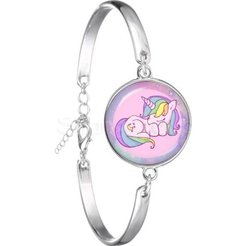 Kawaii Horse Unicorn Chain Bracelets Colourful Cartoon Charms Women Kids Unisex Trendy Jewelry Lovers Christmas Party Gift