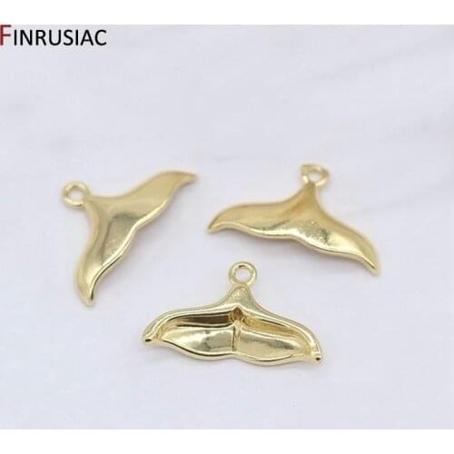 Korean Fashion 14K Real Gold Plated Brass Fishtail Charms For DIY Necklace Bracelet Earrings Pendant Accessories Wholesale