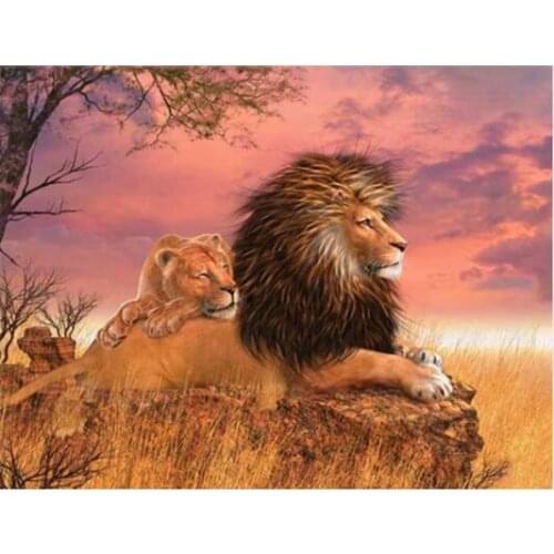 TOUOILP square full Diamond Painting Leeuw 13