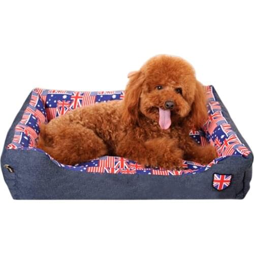 Square Pet Bed Ultra Soft Washable Cuddler Pet Bed UK Flag pattern Cushion for Pets Dogs Cats H99F