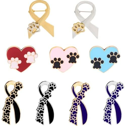 Bow Tie Brooches Dog Paws Cat Claw Metal Pins Clothes Bag Badge Lapel Pin Animal Lovers Jewelry Gifts for Girl Kids