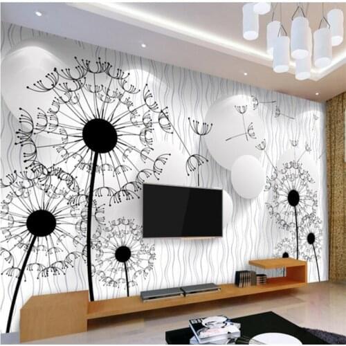 Mural papel de parede para quarto Custom wallpaper European simple and warm dandelion TV background wall murals wallpaper