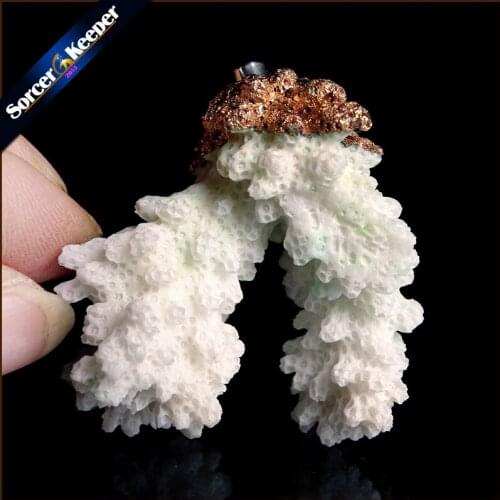 Natural Stone Raw White Coral Pendant Necklace Druzy Drusy Elestial Skeletal Cluster Specimen Fit Jewelry Making AA320
