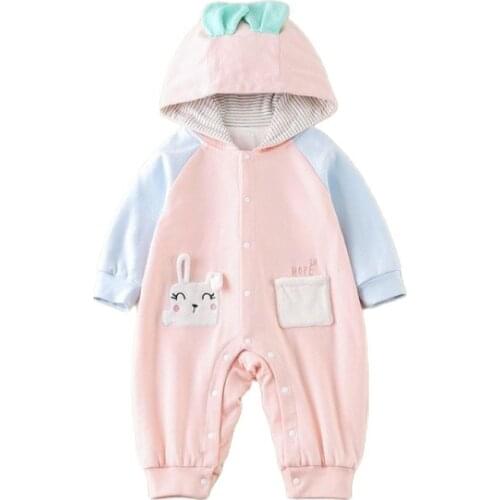 Spring Autumn Newborn Baby Clothes Bunny Baby Rompers Cotton Hoodie Newborn Girl Onesies Fashion Infant Costume Boys Outfits
