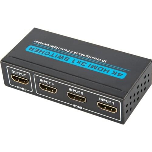 HDMI Switch Splitter 3X1 3 Port 4K HDMI Switcher 3 in 1 Out HDMI Switch Splitter with IR Remote Control EU Plug