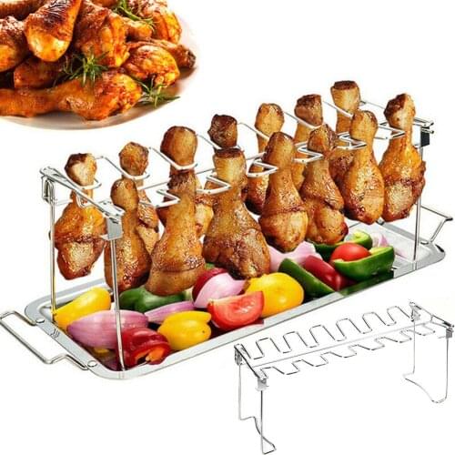 Stainless Steel Chicken Leg Drumstick Grill Stand Holder Barbecue Non-stick Rack