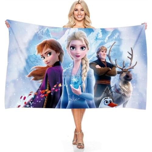 New Cartoon Women Girls Frozen Princess Towel 70x140cm 140x180cm Large Size Microfiber Beach Towel Bath Towel Quick-drying Towel